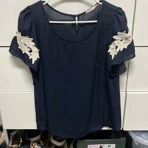 Navy Blue Business Casual Top